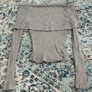 Urban Outfitters Gray Off Shoulder Long Sleeve